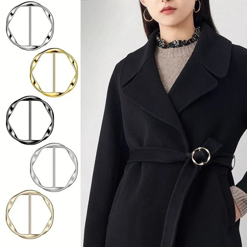 5 قطع الأزياء المعادن جولة دائرة كليب مشبك شال تي شيرت التعادل كليب بروش الخصر مشبك تنوعا الملابس حلقة التفاف حامل