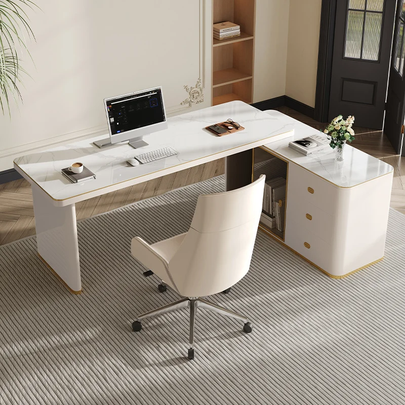 L Shape Luxury Executive Desk Asthetic Drawers Drawers Bureaux Computer Desk Work Luxury Mesa De Escritorio Office Furniture - Image 3