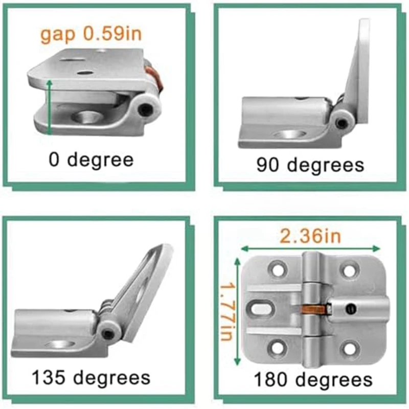 Adjustable 180 Degree Hinge, Locking Hinge Folding Hinge, Adjustable Door Hinge, Leaf Table Hinge, 4PCS Easy Install Easy To Use