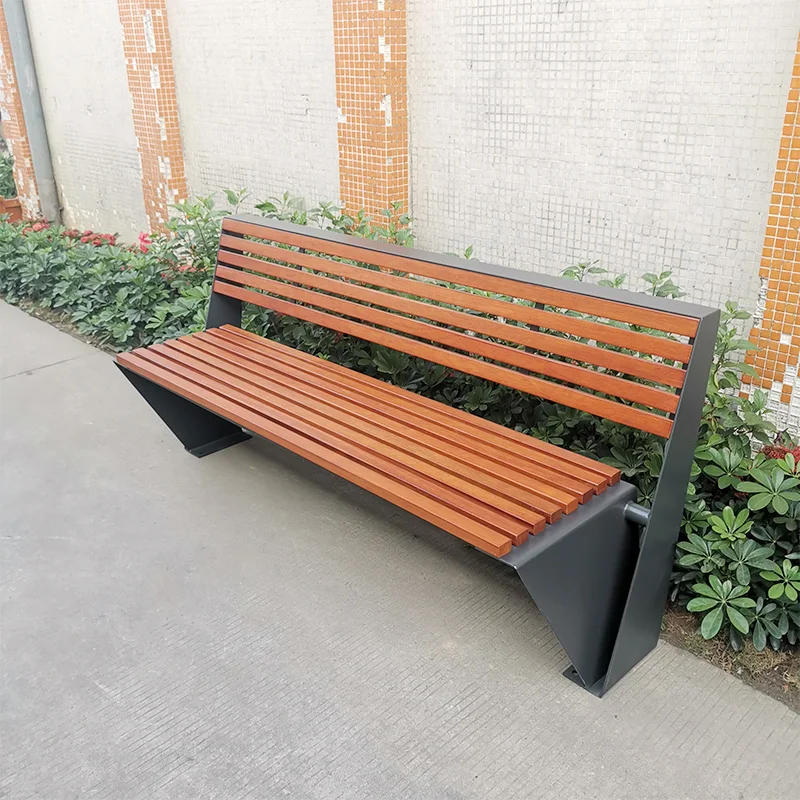 Outdoor park chairs, wrought iron, anticorrosive solid wood benches, leisure public seats