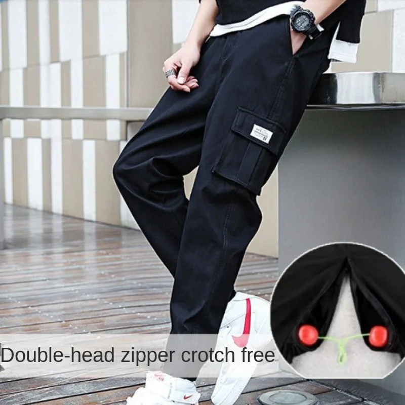 Monos sueltos pantalones casuales cremallera Invisible entrepierna abierta al aire libre conveniente libre libre conductor masculino pantalones de talla grande