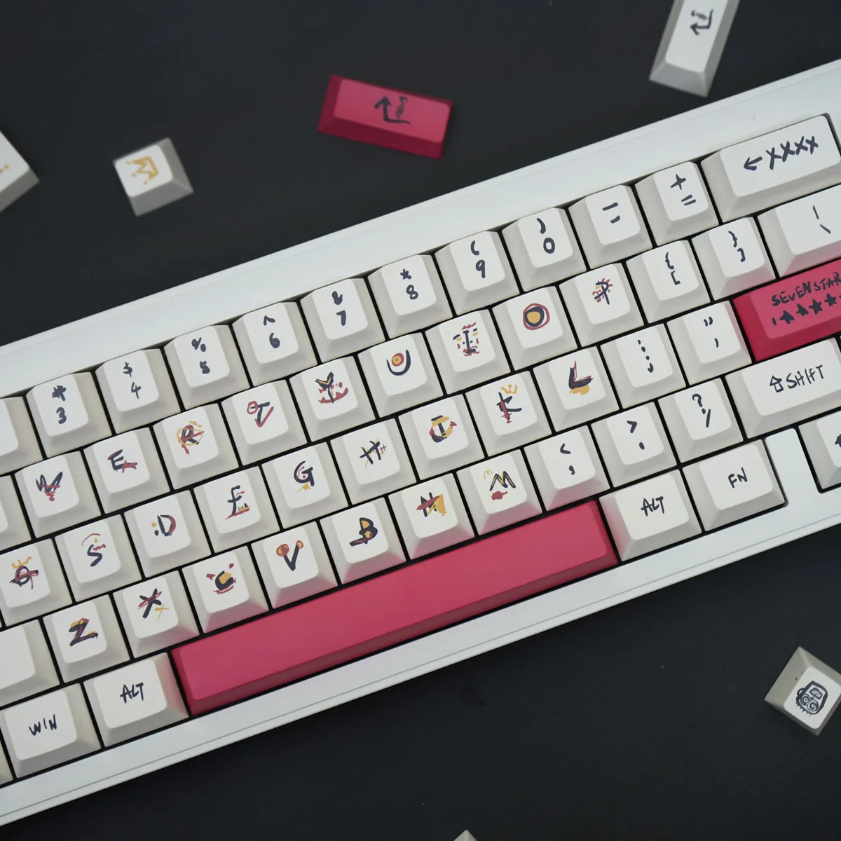 Cherry Profile PBT Fendai Keycap 146 key Big Set Dye-Sub Custom Fonts For Mechanical Keyboard ISO layout 7U Space bar Basquie