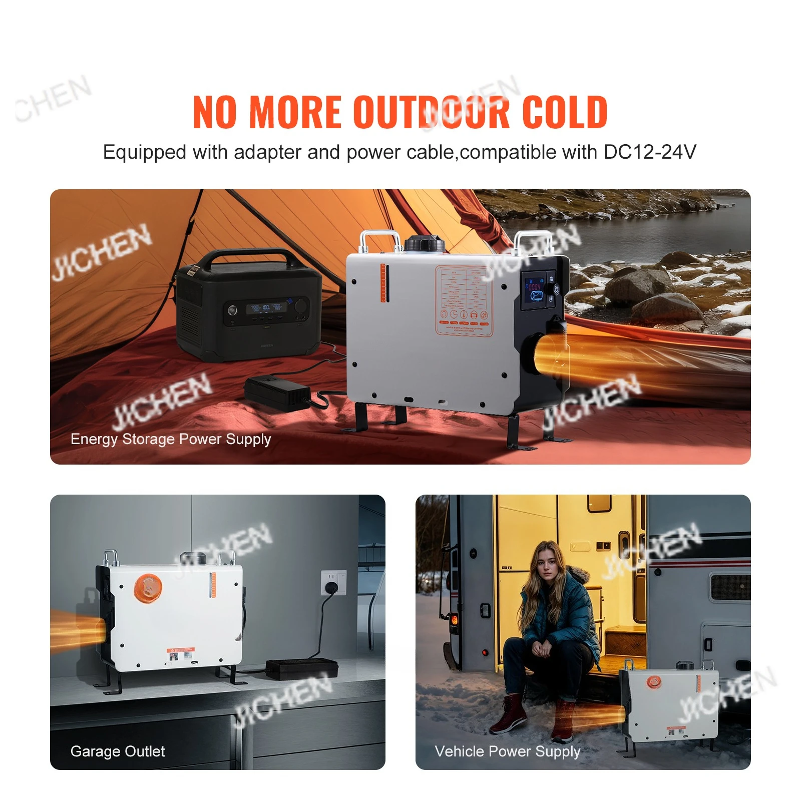 سخان ديزل 2 كيلو وات 12 فولت/24 فولت الكل في واحد سخان هواء ديزل مع شاشة عرض للتحكم عن بعد إنذار CO للمركبة والخارجية