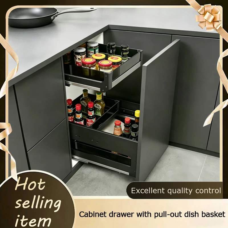 

Double Layer Drawer In Drawer Aluminum Alloy Pull Out Rack For Dishes Bowls Under Sink Space Saving Large Capacity Rustproof