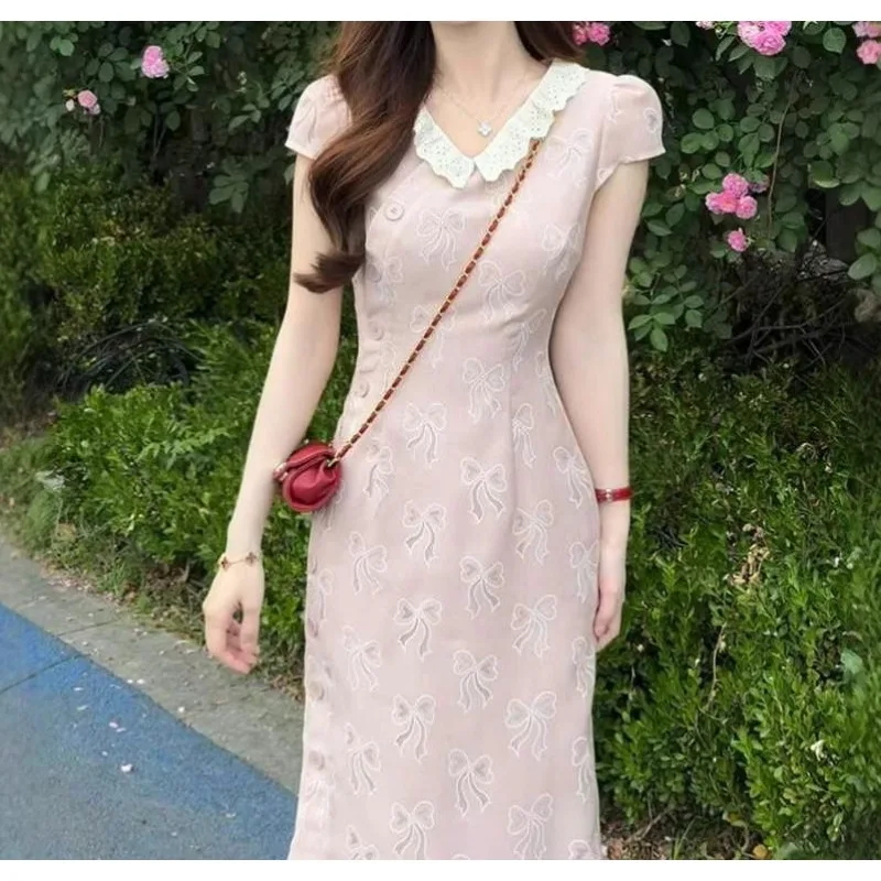 

Doll Collar Hollow Bow 2026 Summer New Gentle Sweet Girl Style Dress