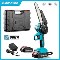 Kamolee 21V 6 Inch Mini Electric Saw Rechargeable Chain Saw Wood Cutter Pruning Garden Power Tools