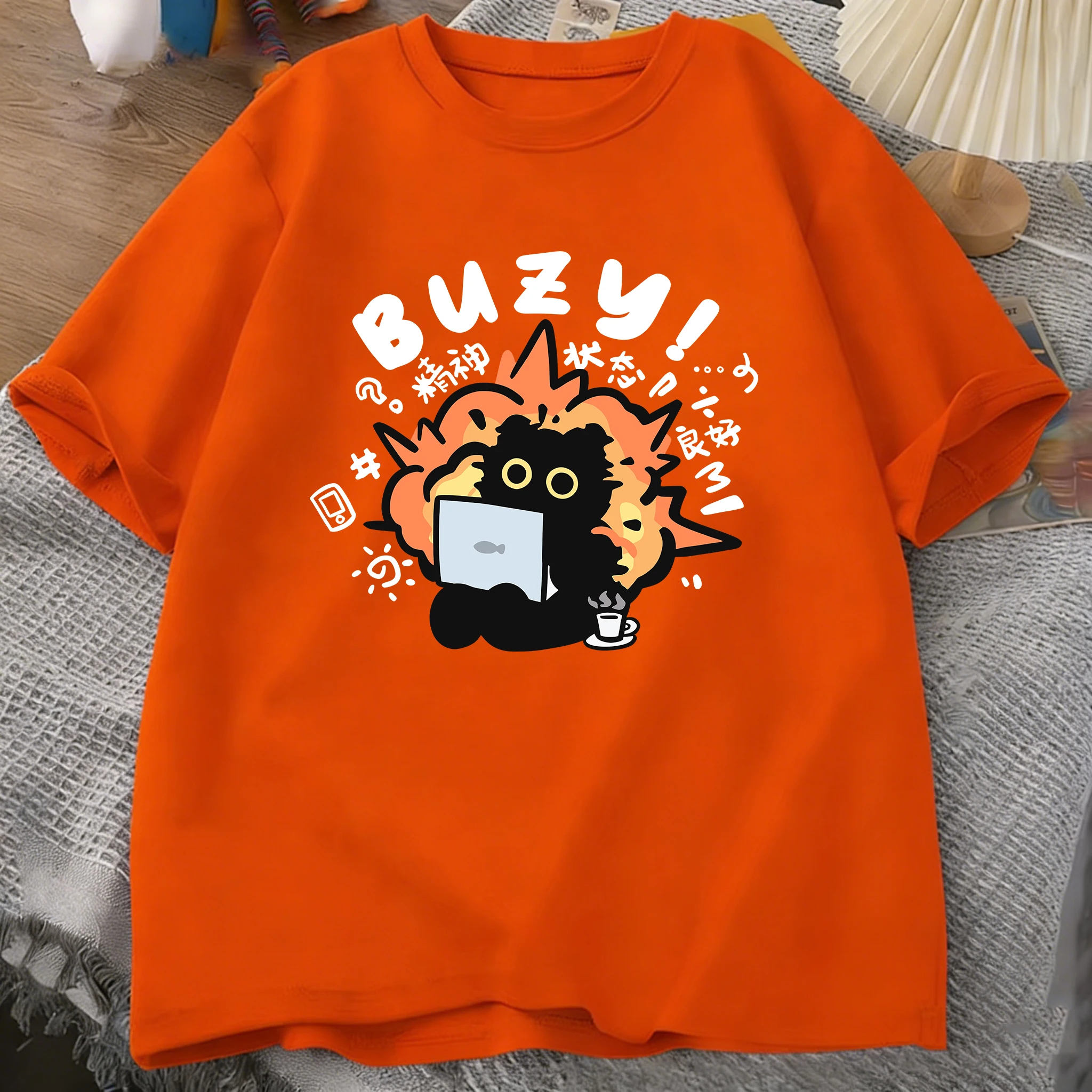Good Mental State Prints Mens T-Shirts Cotton Summer Soft Oversized Tops O-Neck Comfortable Short Sleeve Tees Basic Male Clothes