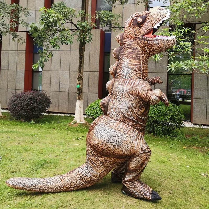Adult T-rex Inflatable Costumes Halloween Cosplay Dinosaur Disfraz Purim Mascot Striped Role Play Clothing for Man Women /