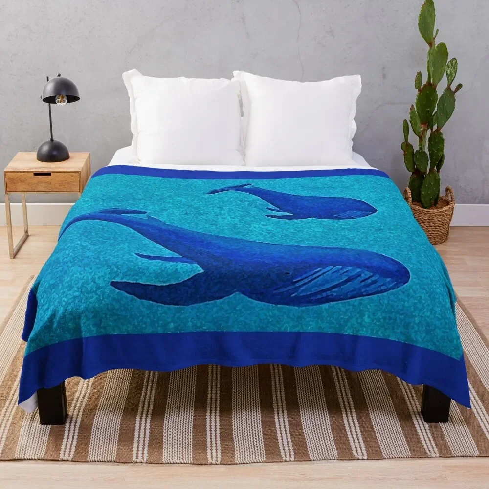 

Water Blot Blue Whale Mother and Baby Throw Blanket blankets ands Hairys Blankets