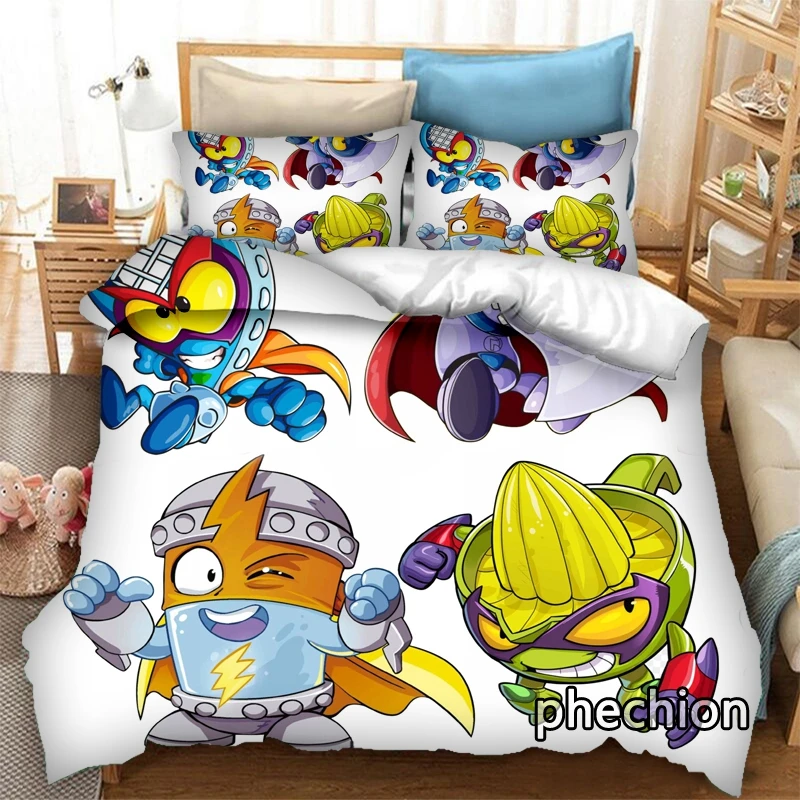 Imagem -03 - Phechion dos Desenhos Animados Super Zings 3d Impressão Conjunto de Cama Capas Edredon Fronhas um Pedaço Consolador Conjuntos Roupas Cama K381