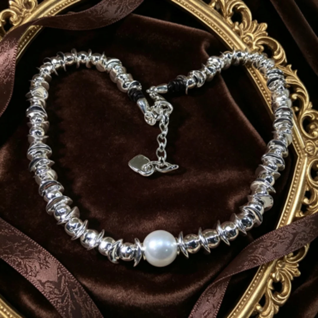 

2026 Spain's niche popular circular patchwork pearl necklace, a romantic gift for Valentine's Day.