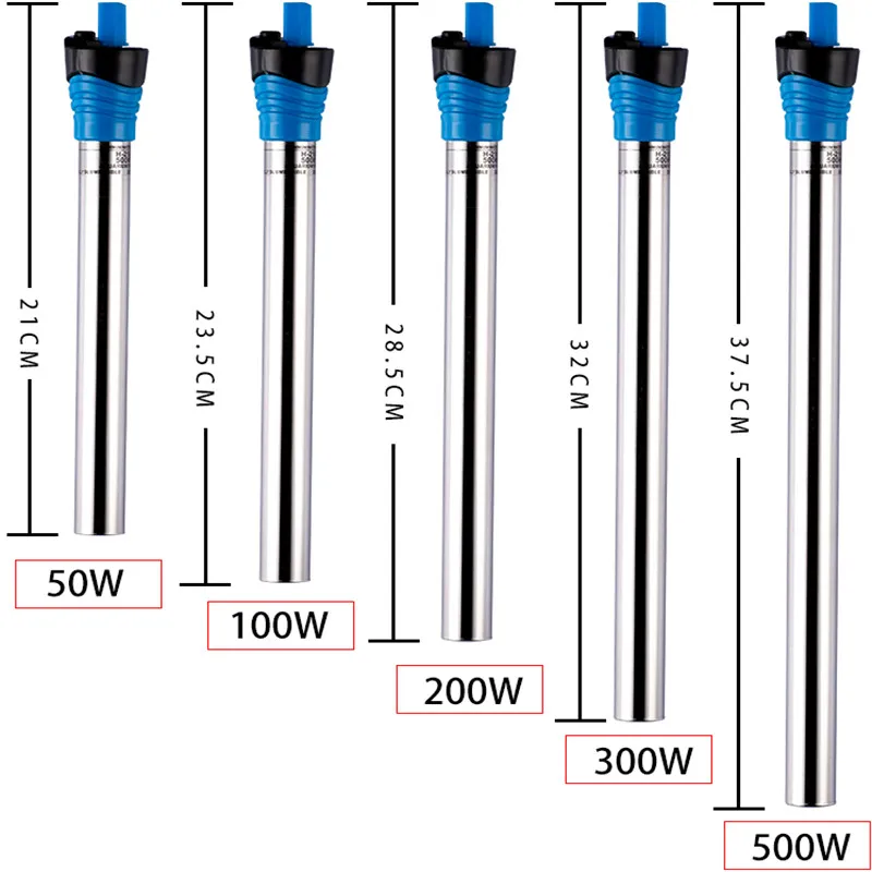 50W/100W/200W/300W/500W Submersible Aquarium Heater Fish Tank Stainless Steel Temperature Thermostat heating rod Power Saving