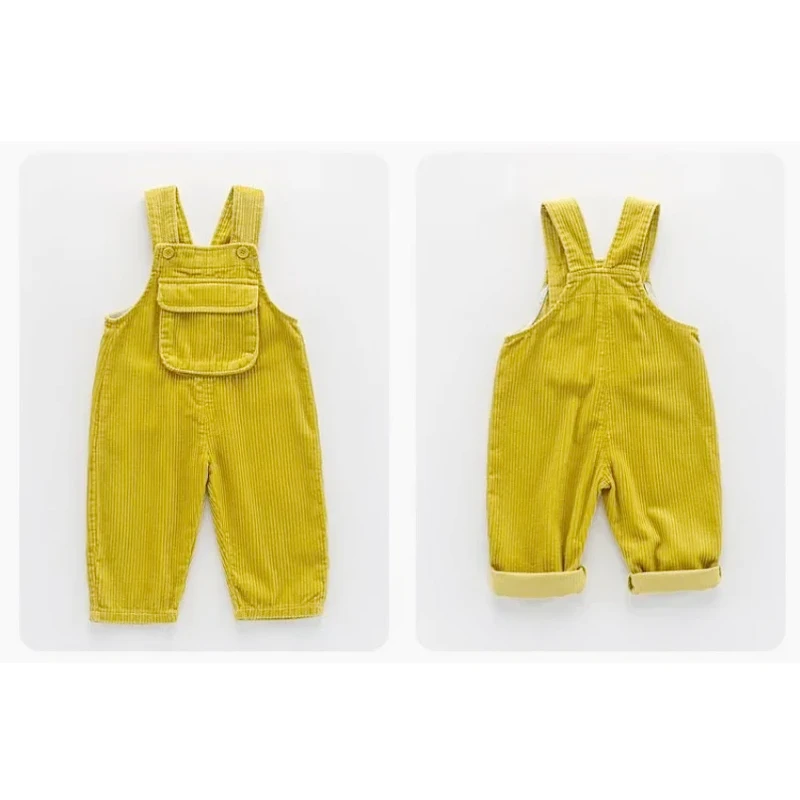 NEW Toddler Boys Girls Corduroy Dungarees Overalls for Kids Casual Pants Oversize Pocket Loose Jumpsuit Kids Clothes