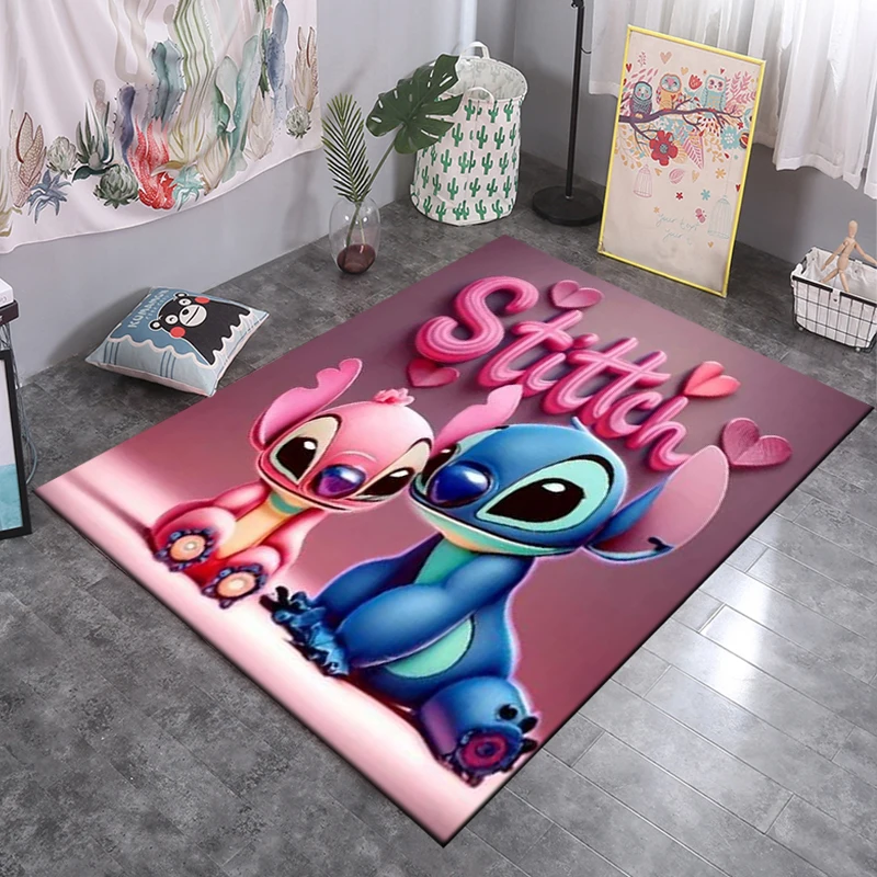 Disney-alfombra antideslizante de Lilo Stitch para niños, Alfombra de área grande 3D para el hogar, sala de estar, dormitorio de bebé, sofá,