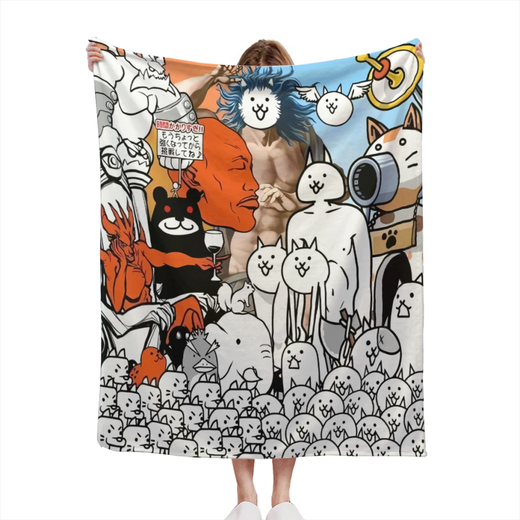 Hot Game Battle Cats Light Blanket Summer Blanket  Flannel Warm Throw Nap Knee Blankets Warm