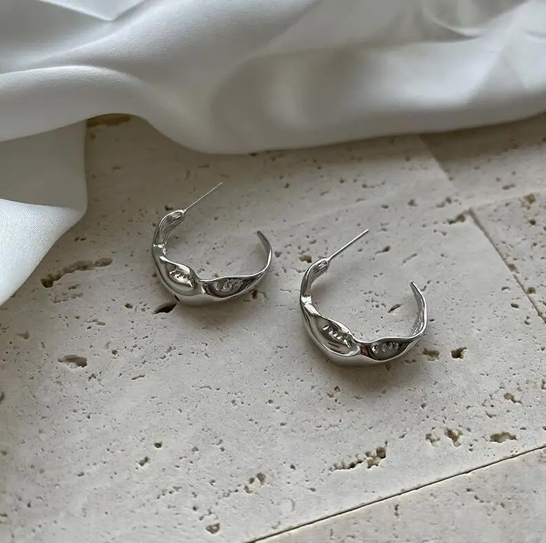 

925 Silver irregularity Stud Earrings Women Style Cute Sweet Jewelry Accessories Simple Fashion Jewelry Accessories