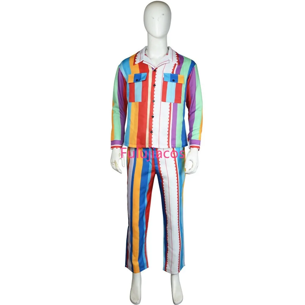 

Fulujiacos Jizzlord Cosplay Costume Inspired Rainbow Stripes Printing Pajamas