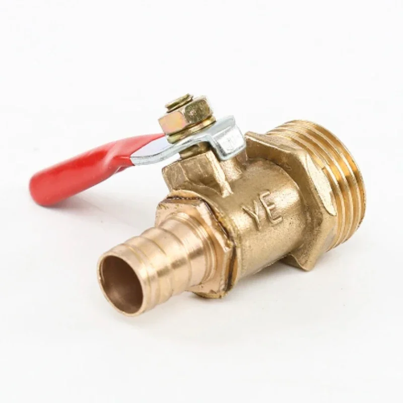 Brass Barbed ball valve 1/8 3/8'' 1/4'' Male FemleThread Connector Joint Copper Pipe Fitting Coupler Adapter 8/10/12mm Hose Barb