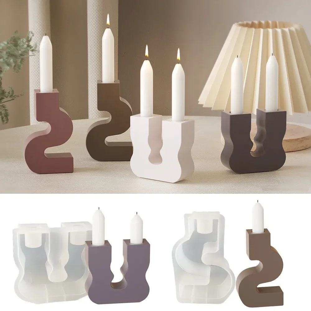 U Shape S Shape Wave Candle Holder Resin Mold DIY Aroma Plaster Candle Holder Candle Holder Silicone Mold