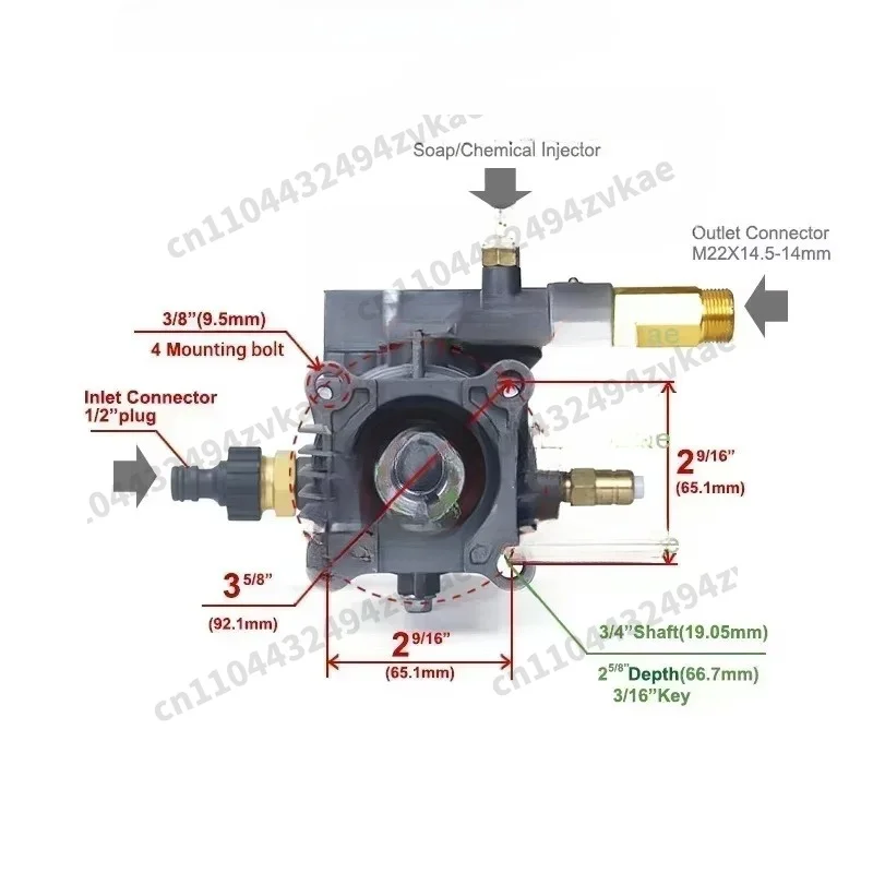 Washing Machine Plunger Pump Anodic Oxidation1/2'' 3/4'' 9LPM 190Bar High Pressure Cleaning Pump Domestic Car