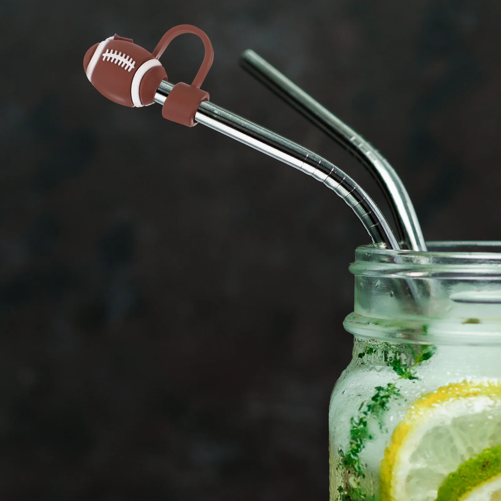 

4Pcs Straw Covers Caps Silicone Reusable Sports Theme Decorative Toppers for Straws Drinking Cup Accessories Cute Plug