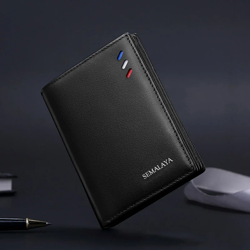 Men Wallets Leather Purse credit card Luxury Card package 2024 SEMALAYA Genuine Leather Men's Wallet New Design Men Short