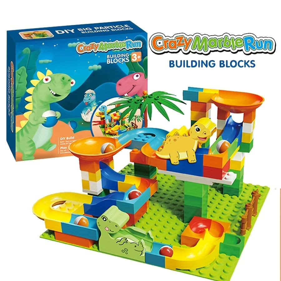 Marble Run Building Blocks Dinosaur Park,Early Education STEM Toy Bricks Maze Set Children\'s Birthday/Festival Gift