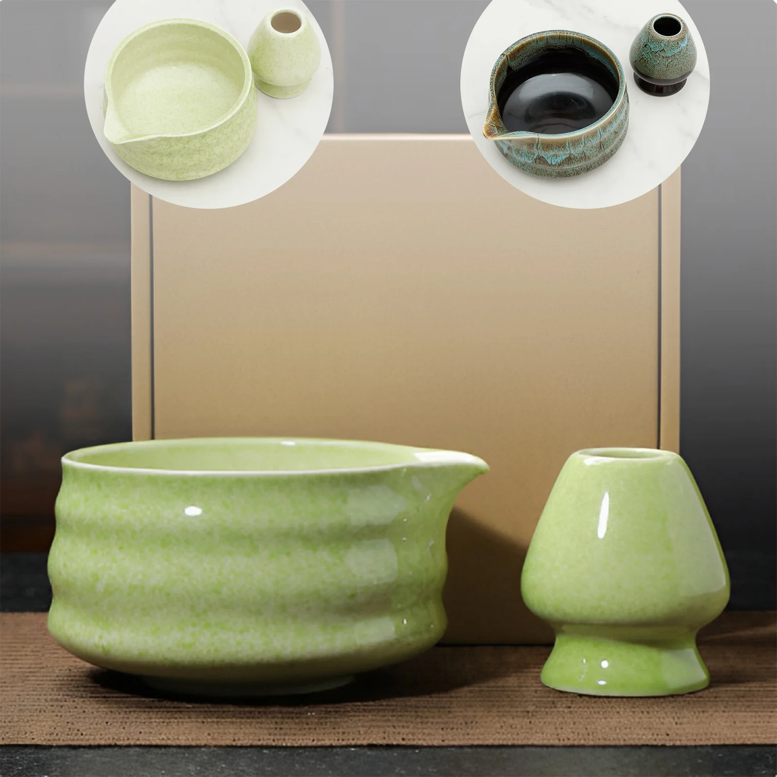 

Ceramic Matcha Bowl and Whisk Set Sturdy Elegant Easy to Clean Matcha Mixing Bowl Kit Heat Resistant Japanese Tea Kit