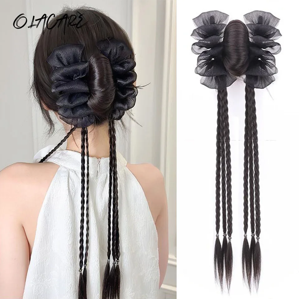 

Заколка-пучок OLACARE для создания необъятного объемного узла, аксессуар для волос, черная, для прически «половинка», для наращивания волос