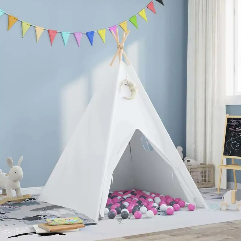 Tente tipi pour enfants pour une utilisation en intérieur et en extérieur – Tente de jeu en forme de pyramide en tissu durable et structure renforcée avec installation facile
