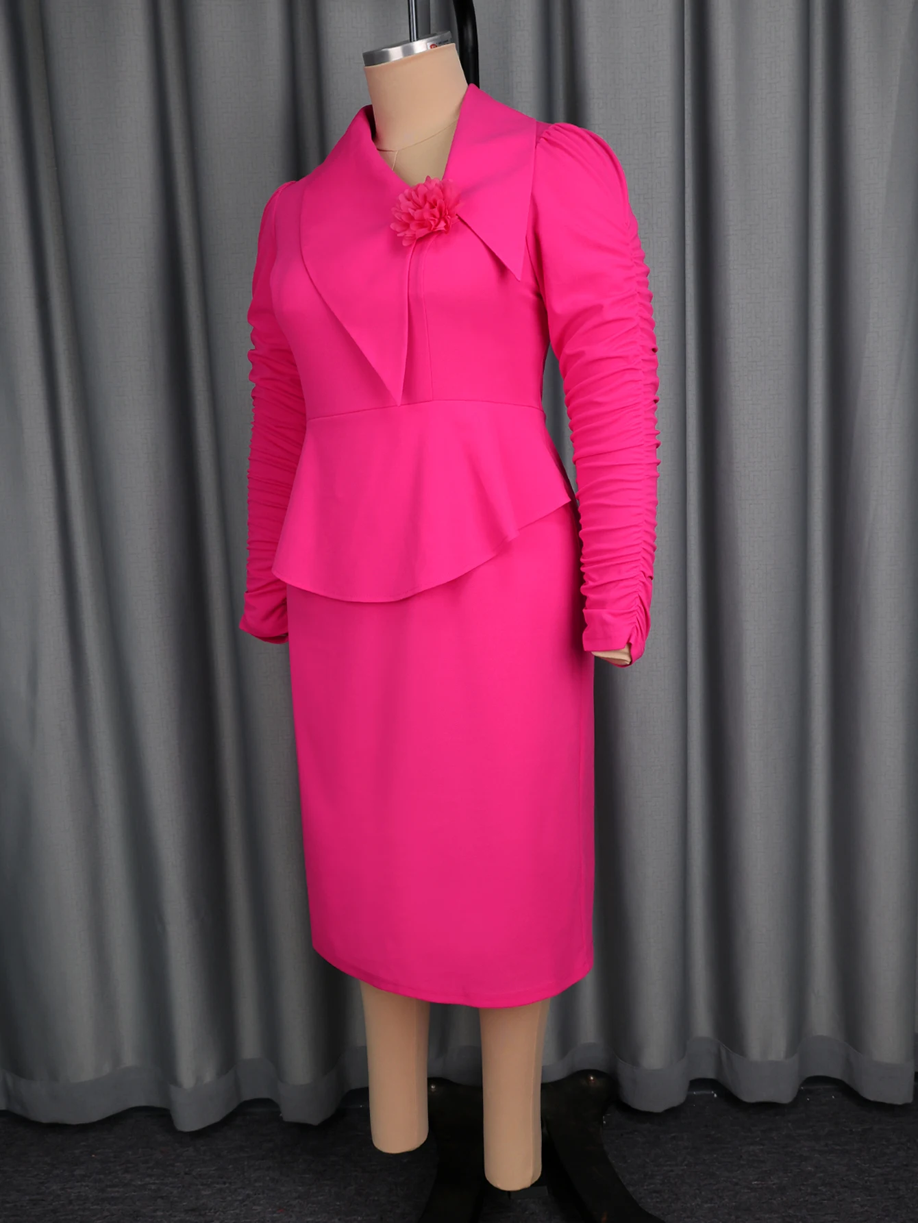 Fashion Bodycon Dress Women Asymmetrical Neck Ruched Long Sleeve Peplum  Autumn Office Church Events Cocktail Party Dresses - AliExpress 200000345