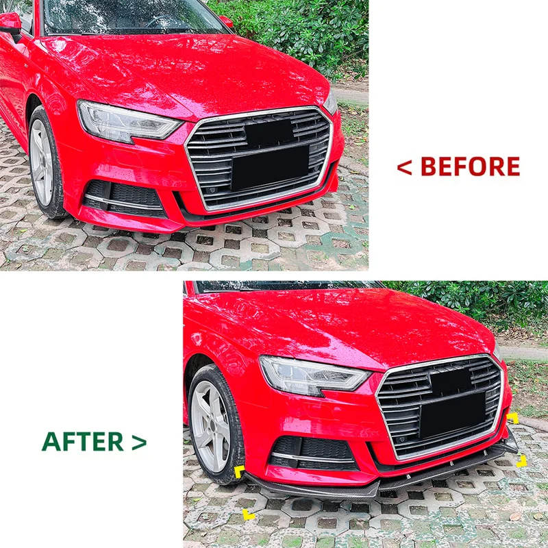 For Audi A3 S-Line Facelift 2017-2020 Sportback Racing Style Front Bumper Lip Spoiler Splitter Diffuser Tuning Car Accessories