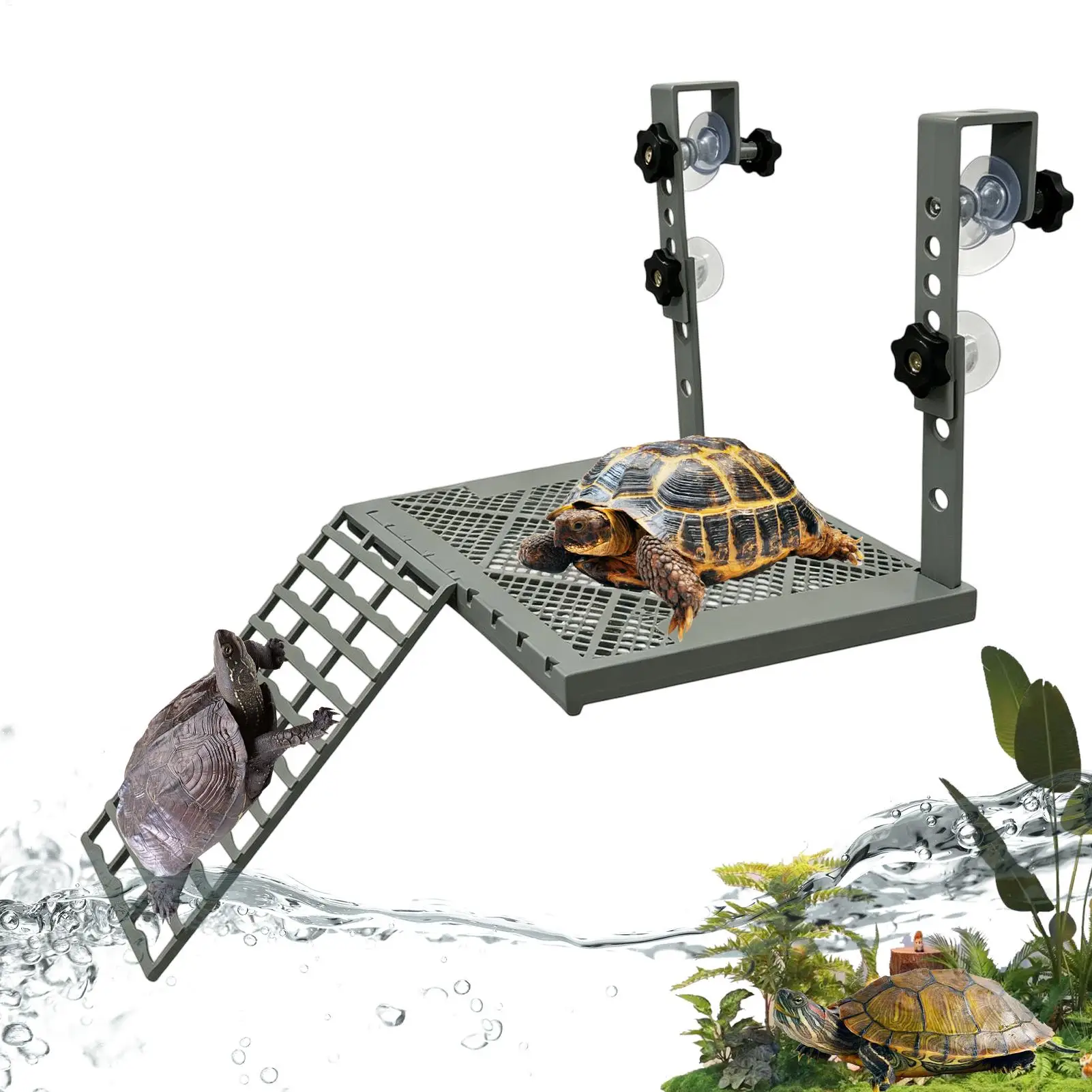 Turtle Dock Heavy-Duty Clip On Elevated Feeding Tray Gallon Tank Floating Turtle Dock for Indoor Outdoor Aquarium Terrarium