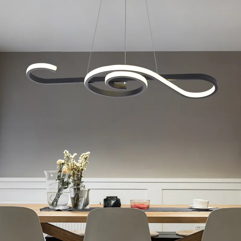 Modern Note Led Pendant Light Black Gold White for Dining Room Table Kitchen Bar Counter Home Lighting Suspension Design Fixture