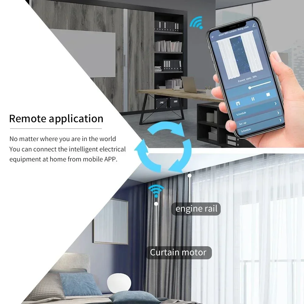 TNCE Tuya Wifi/Zigbee Electric Curtain Shutter Motor with RF Remote 22.5CM APP Control Alexa Google Home Assistant SmartThings