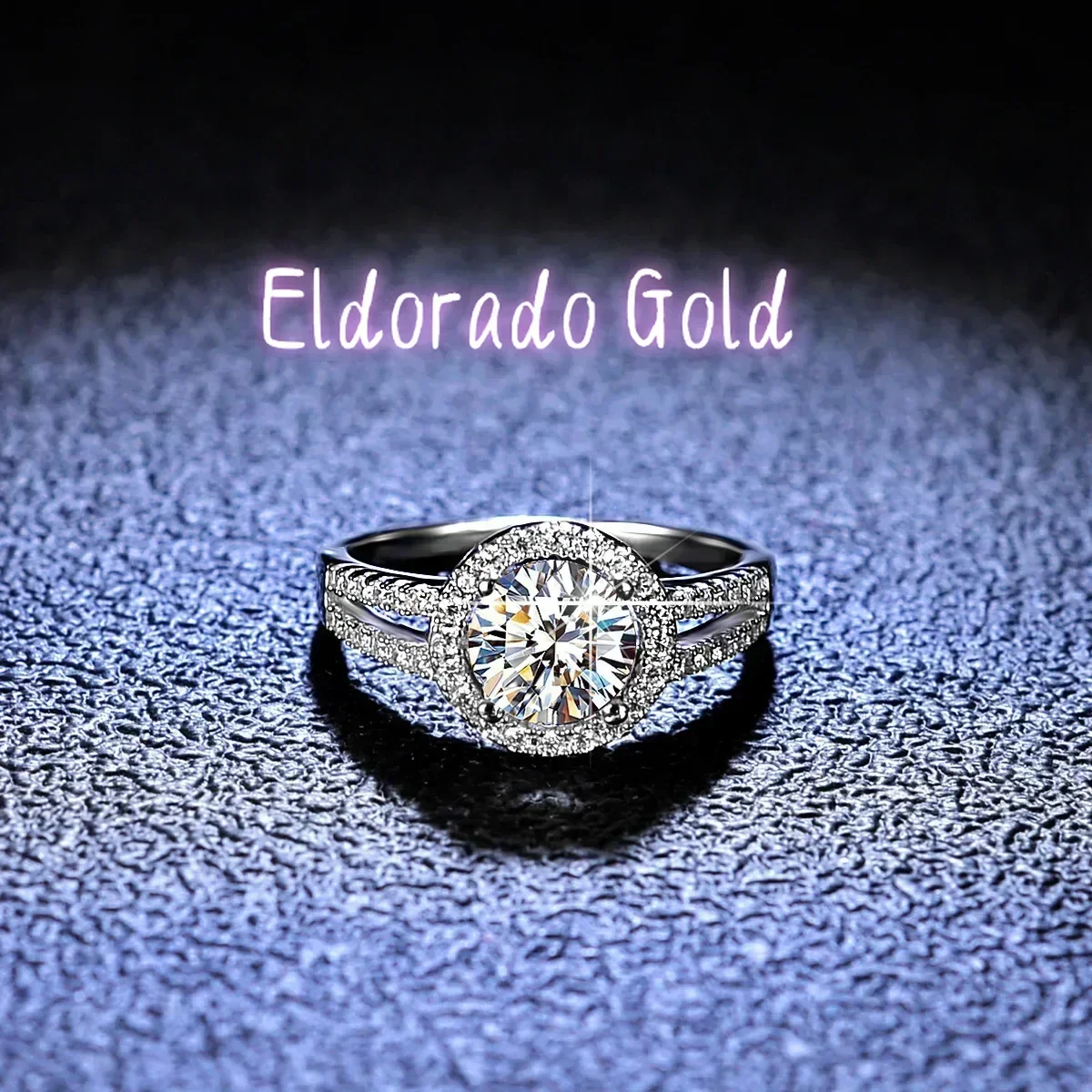Eldorado Gold  White Gold Moissanite Diamond Ring V Round Wrap 25 Sterling Silver Rings for Women Diamond Set One Carat Ring Jew