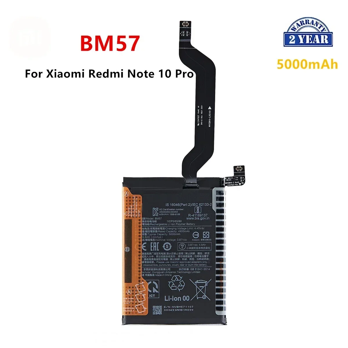 

Brand New BM57 5000mAh Battery For Xiaomi Mi Redmi Note10 Pro BM57 Phone Replacement Batteries