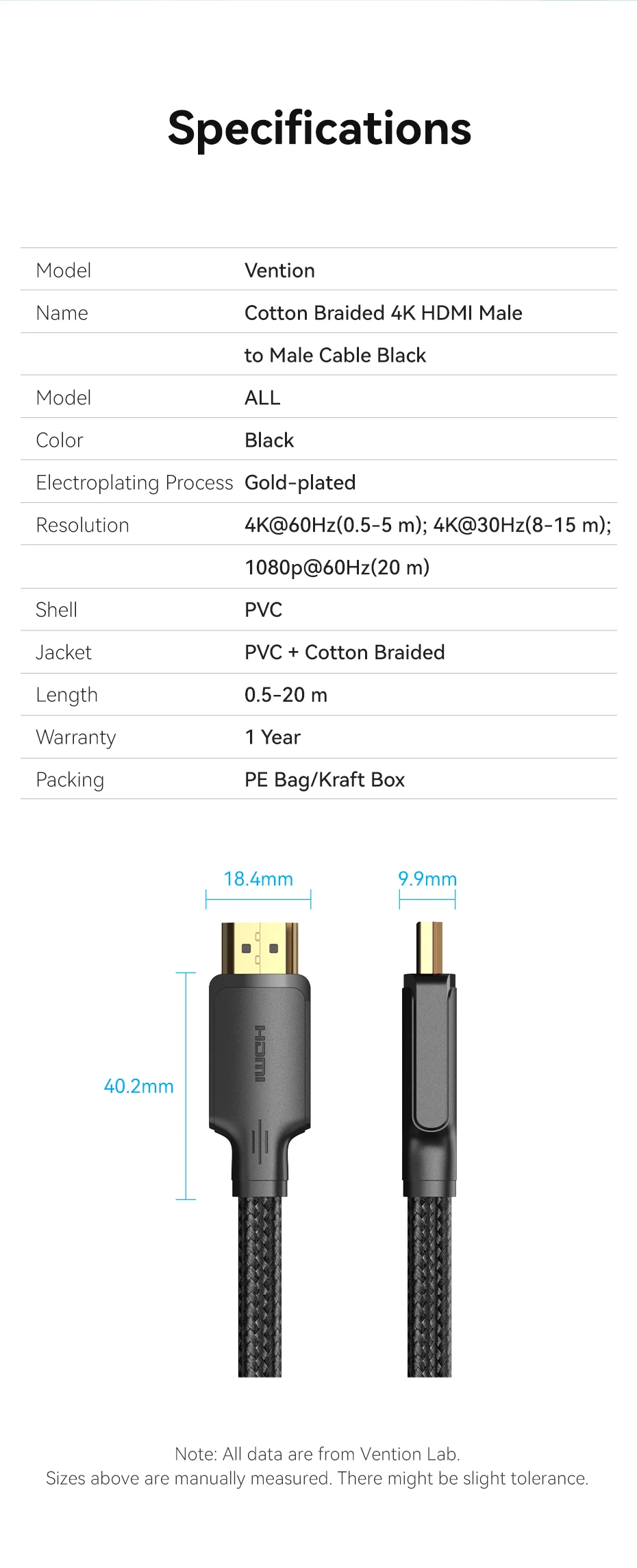 Vention 4k hdmi-kompatibles kabel hdmi 2,0 cabo für ps5 4 xiaomi mi box tv splitter schalter audio kabel für 4k tv video kabel hdmi – Detail 9