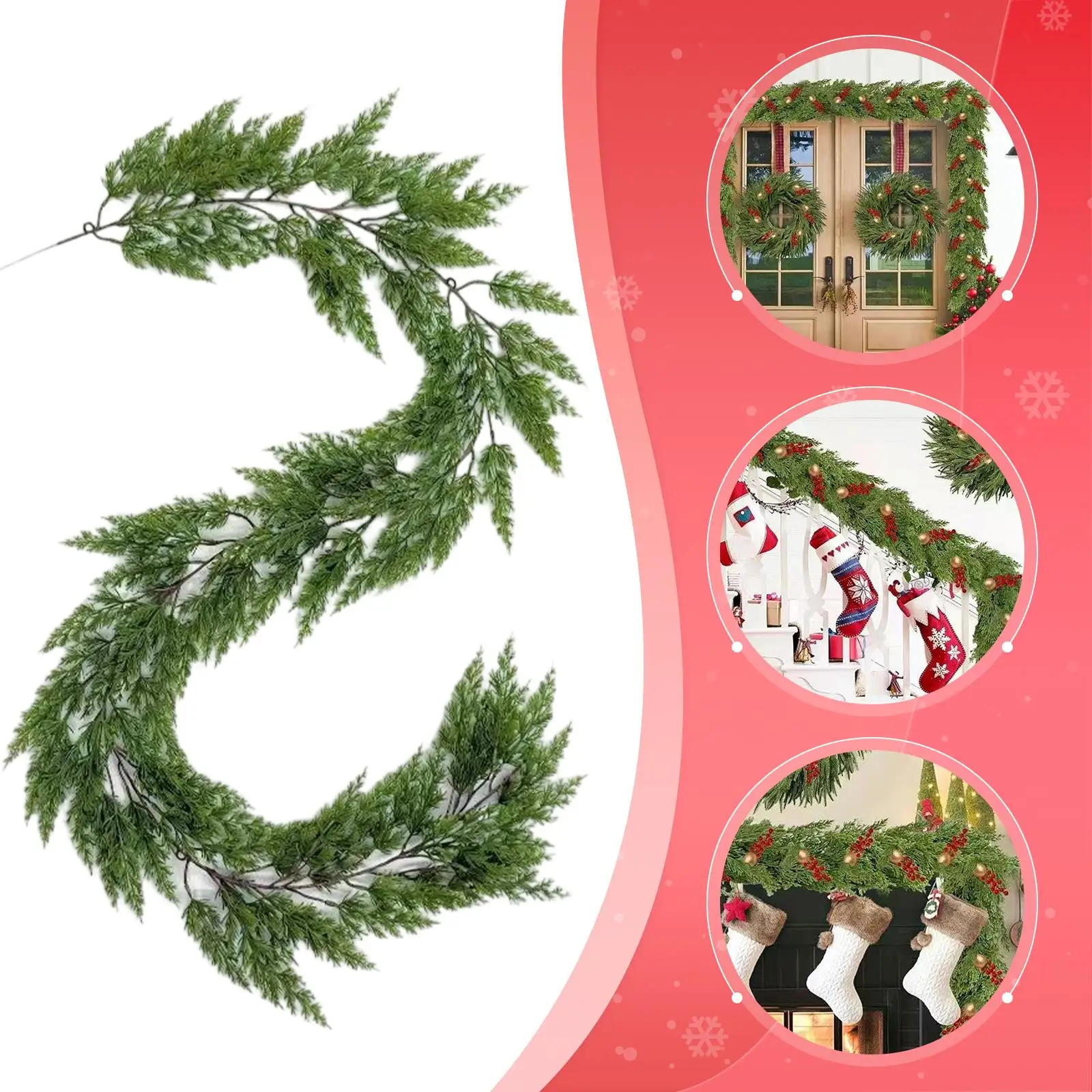 

Christmas Garland Realistic Christmas Decoration for Holiday Fireplace Table
