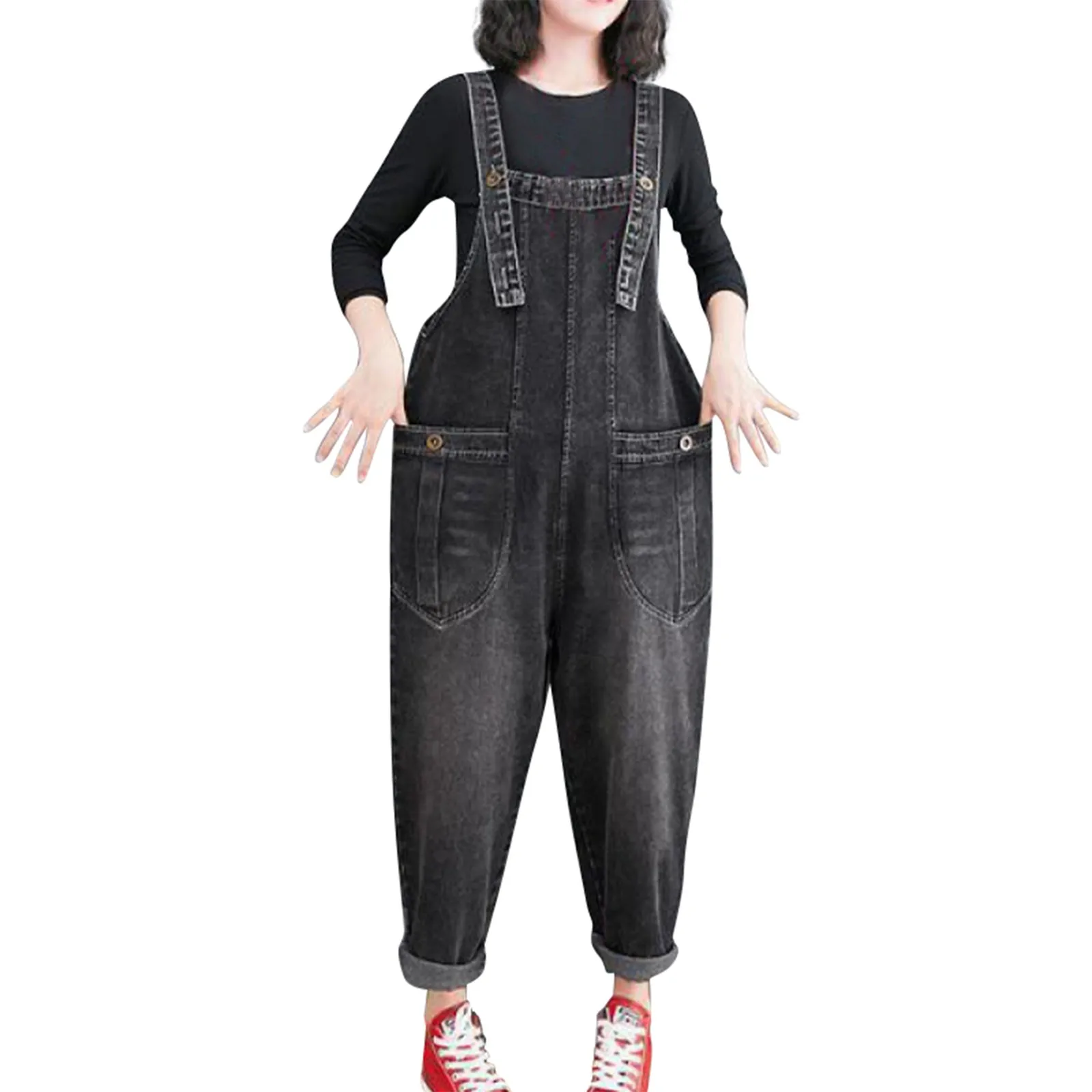 

Women'S Oversized Denim Overalls Daily Commuting All-Match Loose Jeans Causal Fashion High Waisted Harlan Denim Jumpsuits