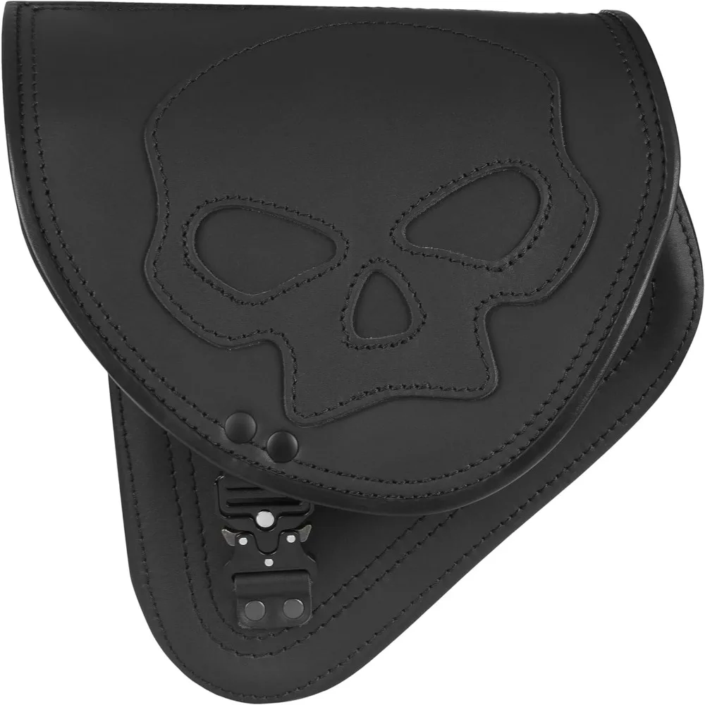 

diablo skull blackline swing arm bag by biker bag hardtail frame compatible with harley davidson fatboy left breakout fat bob s