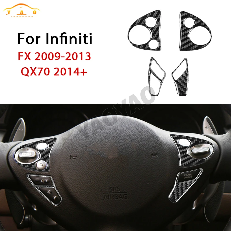 

Car Sticker For Infiniti FX 2009-2013 Carbon Fiber Car Steering Wheel Button Panel Trim Styling Accessories