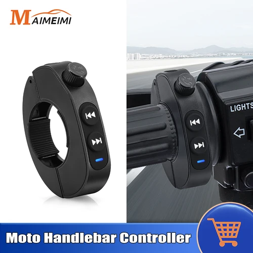 Controlador multimedia para manillar de motocicleta, interruptor de volante, compatible con Bluetooth, inalámbrico, control remoto para teléfono inteligente