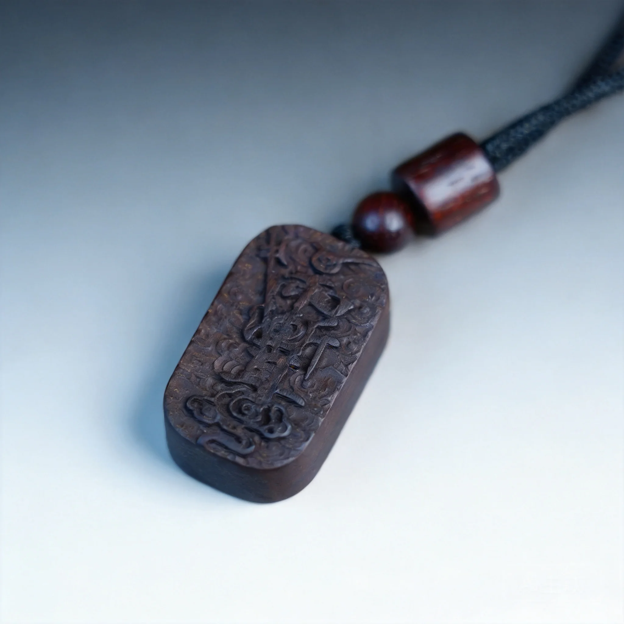 

Traditional Chinese Style Natural Thunder Struck Jujube Wood Jadeized Zi Wei Emblem Pendant Hand Carved Lucky Blessing Wealth