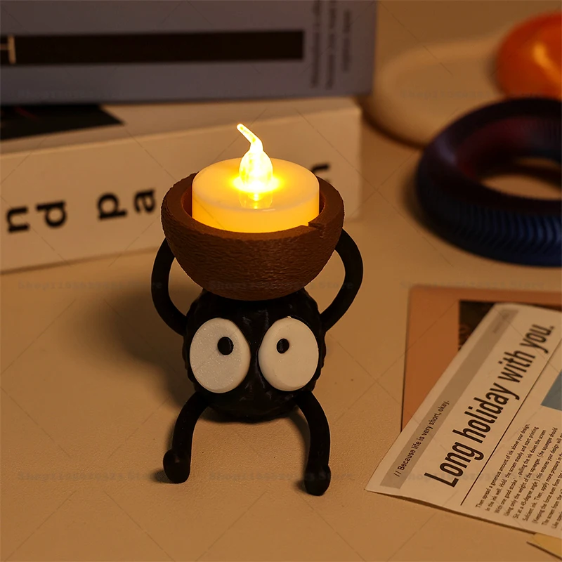 Figurine porte-bougie Susuwatari Soot Sprite imprimée en 3D, ornement de bureau esthétique pour chambre à coucher, décoration d'ambiance domestique, cadeaux