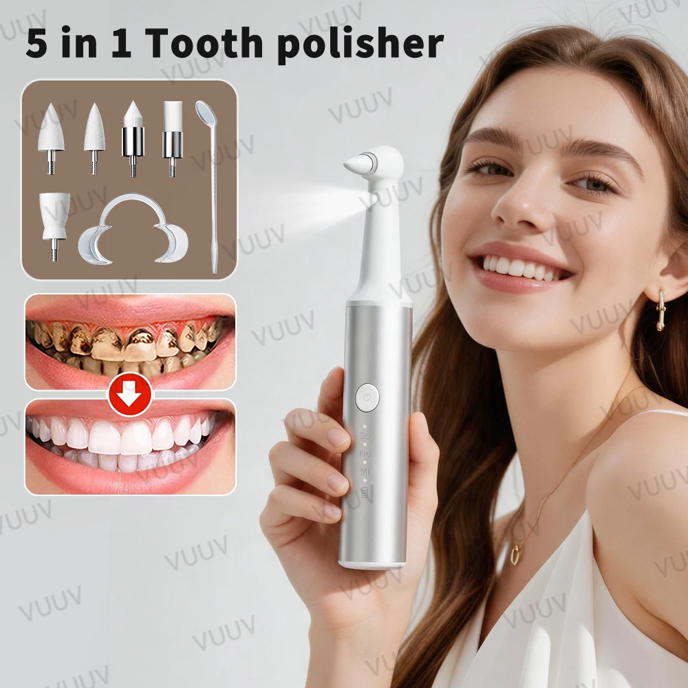 VUUV Electric Tooth Polisher Dental Scaler Multifunctional Stains Plaque Tartar Remover 5in1 Toothbrush Adult Tooth Cleaner