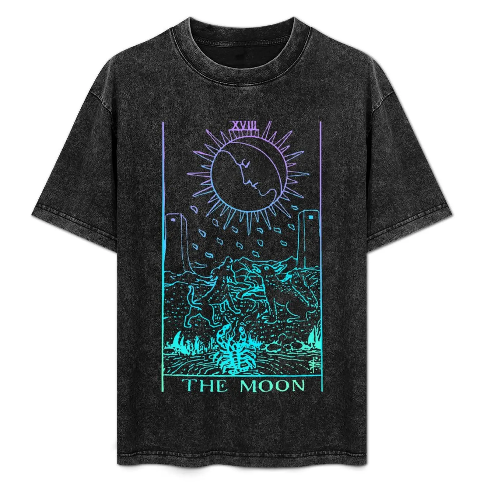 

The Moon Tarot Card Rider Waite Witchy T-Shirt plus size tops blue archive vintage anime shirt mens t shirts pack