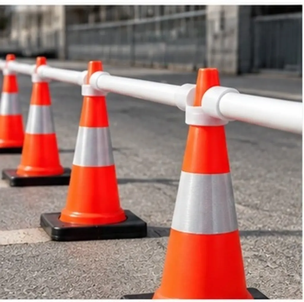 6Pcs Safety Cone Connectors PVC Flexible Road Barrier Pole Rings for Traffic Safety Parking Construction Use Connector