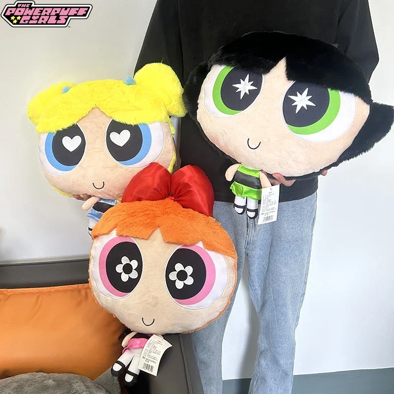 

45 см большая голова Powerpuff, плюшевая подушка для девочек, кукла с большими глазами, диван, прикроватная тумбочка, подарок для девочек, оригинальные мягкие игрушки