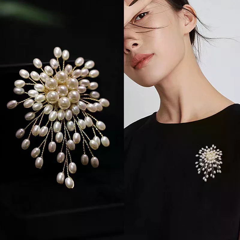 Elegant Pearl Flower Brooch Pin Badge For Women Girls Fashion Clothes Decoration Jewelry Gifts